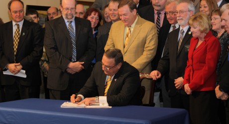 Governor Paul LePage signs LD 1333, landmark health insurance reform, into law